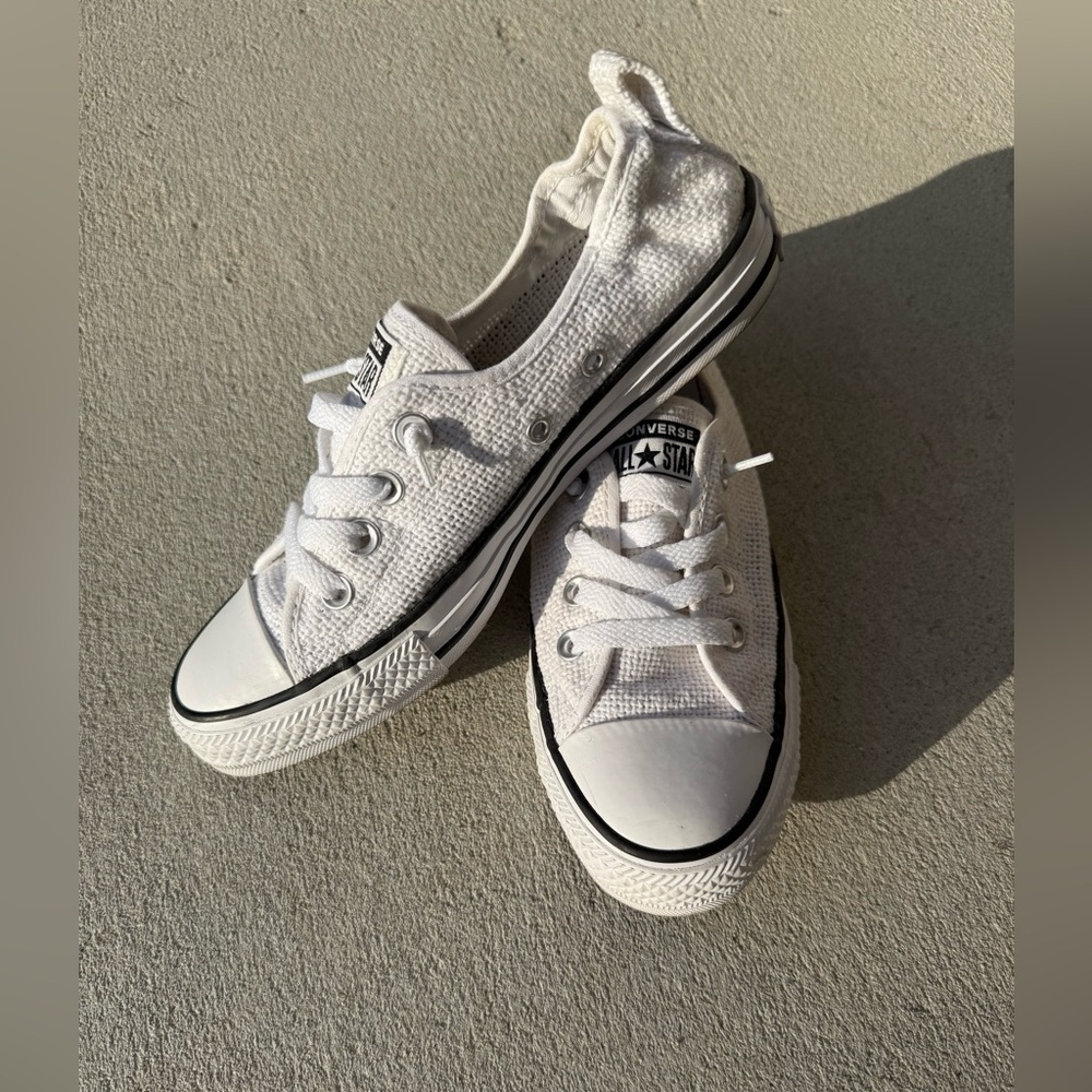 Converse White Canvas Sneakers with Rubber Toe Cap